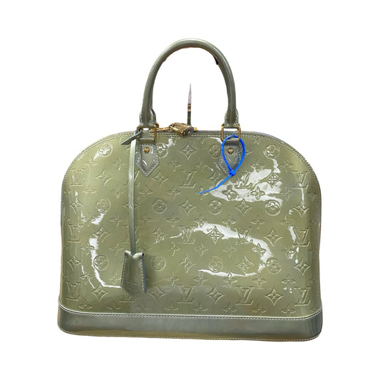 Handbag Luxury Designer By Louis Vuitton In Givre Green Monogram Vernis, Size:Large (GM)