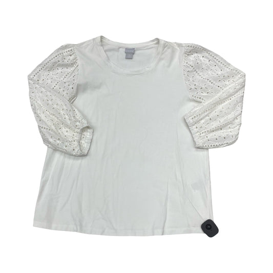 Top 3/4 Sleeve By Chicos In White, Size:L