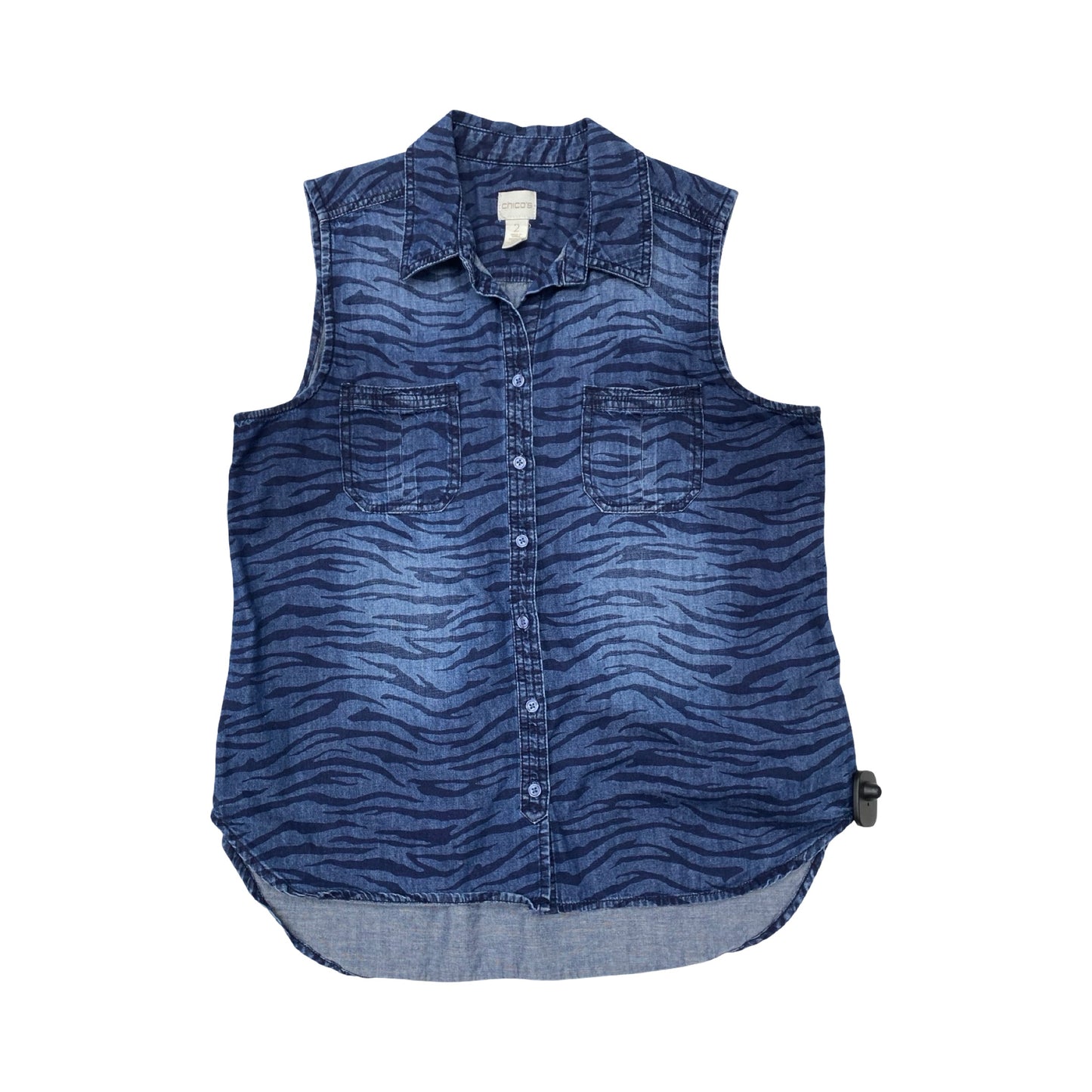 Top Sleeveless By Chicos In Blue Denim, Size:L
