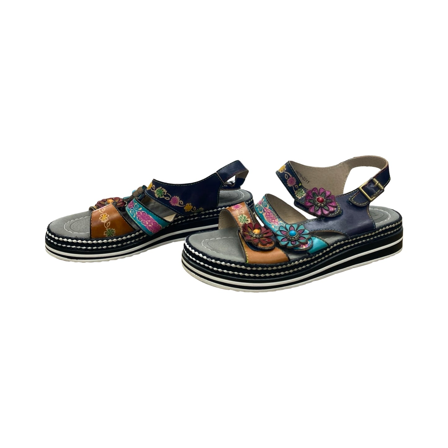 Sandals Heels Wedge By Spring Step In Floral Print, Size:10