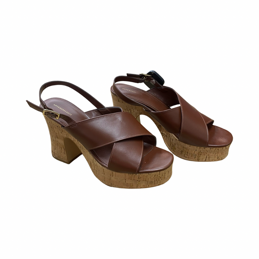 Shoes Heels Block By Anthropologie In Brown, Size:10.5