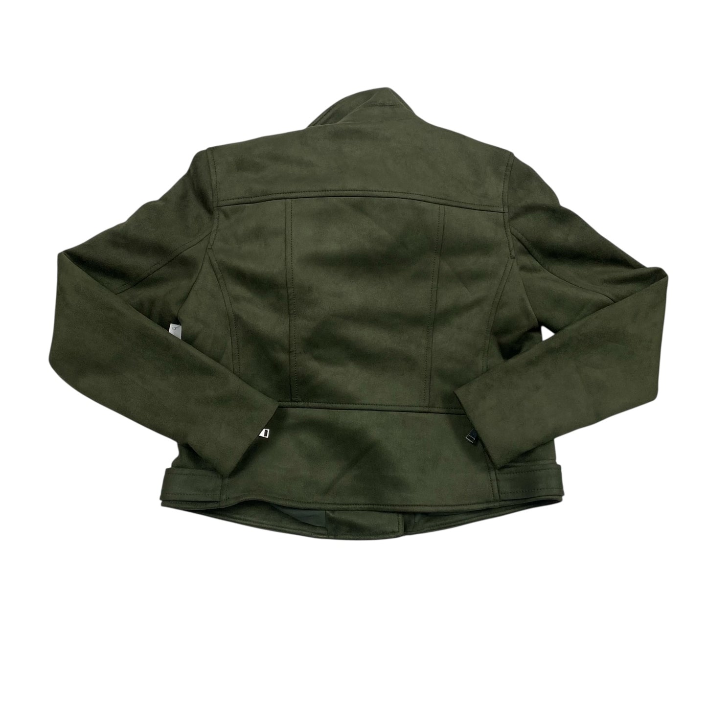 Jacket Moto Leather By Loft In Green, Size:S