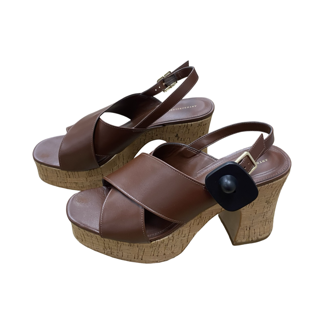 Shoes Heels Block By Anthropologie In Brown, Size:10.5