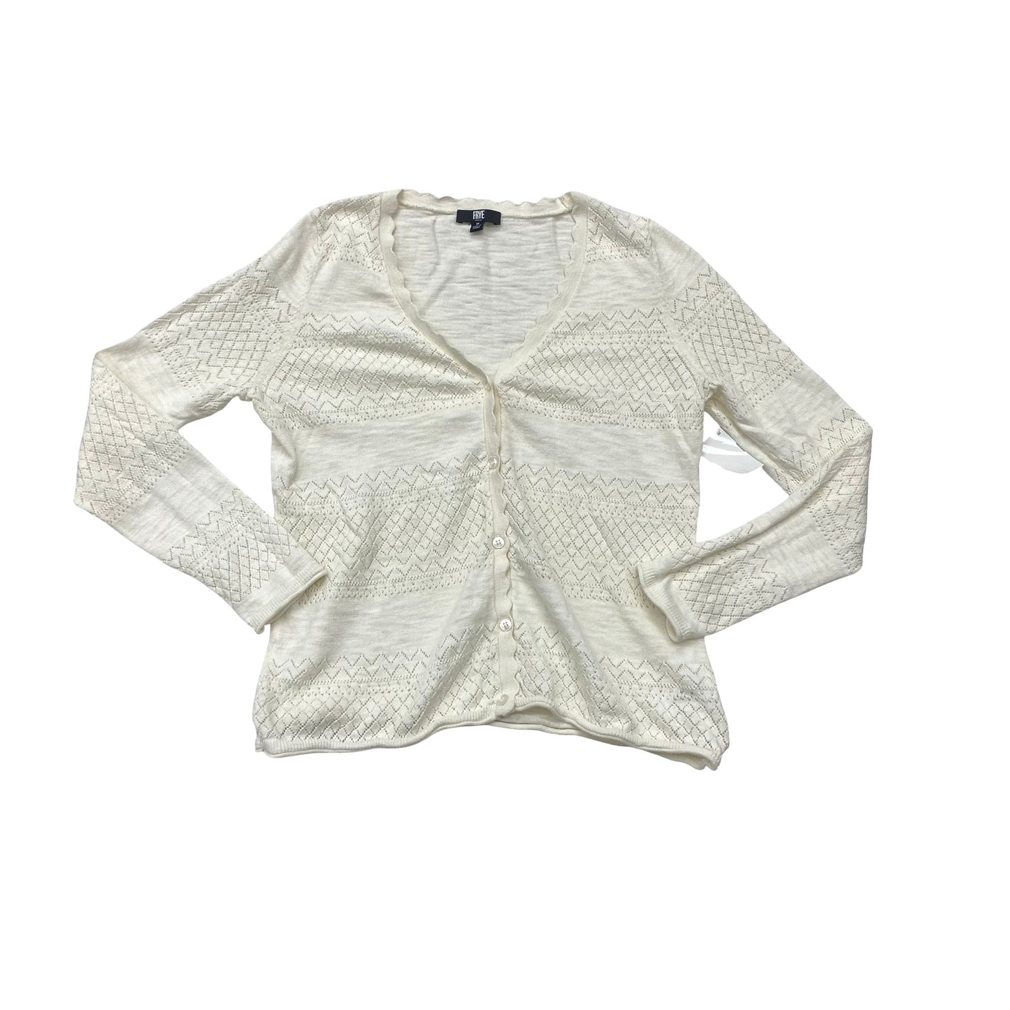 Sweater Cardigan Designer By Frye In Cream, Size:M