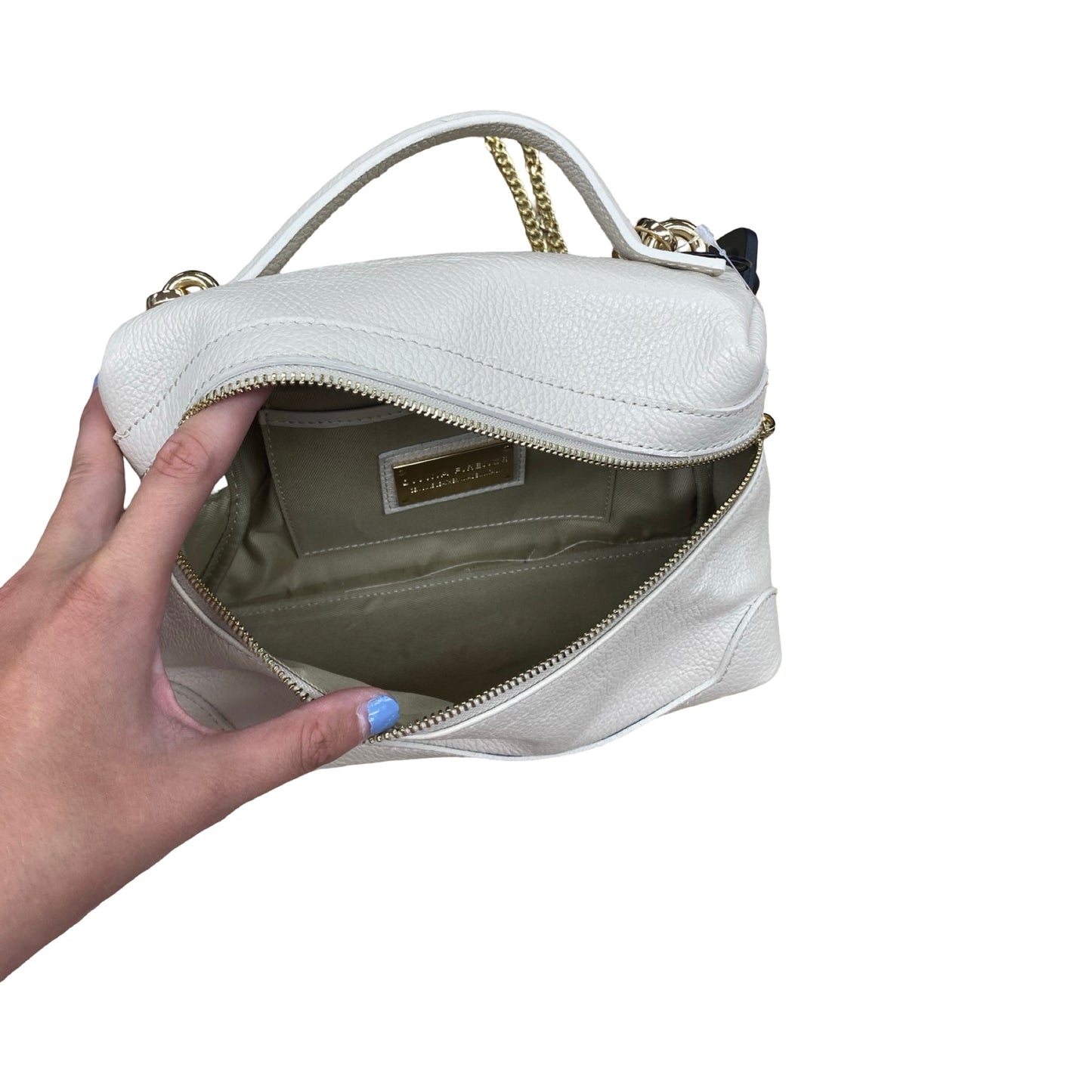 Handbag Leather By Divina Firenze In Cream, Size:Medium