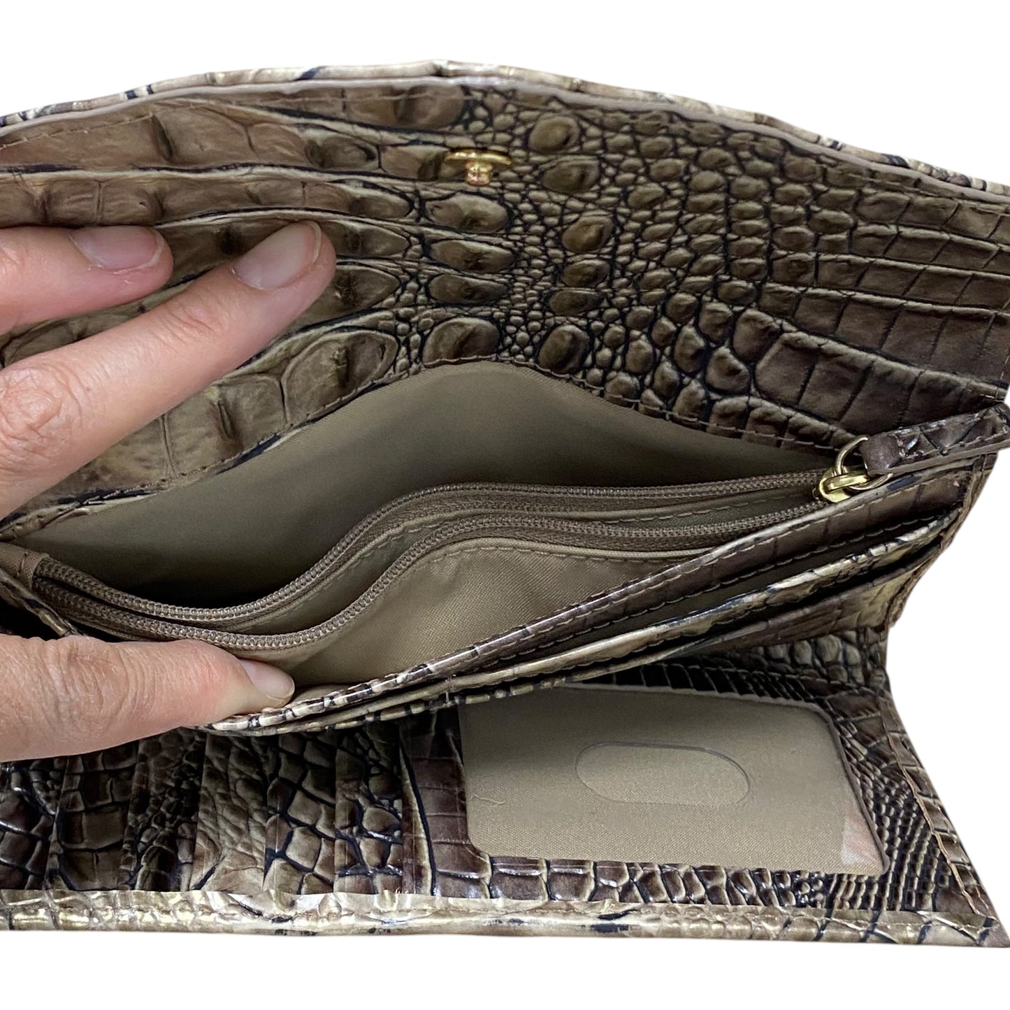 Wallet Designer By Brahmin In Brown & Gold, Size:Large