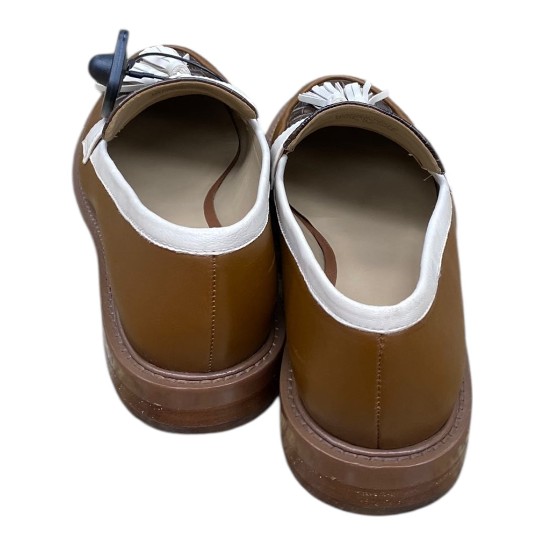 Shoes Heels Block By Ann Taylor In Brown & Cream, Size:8.5