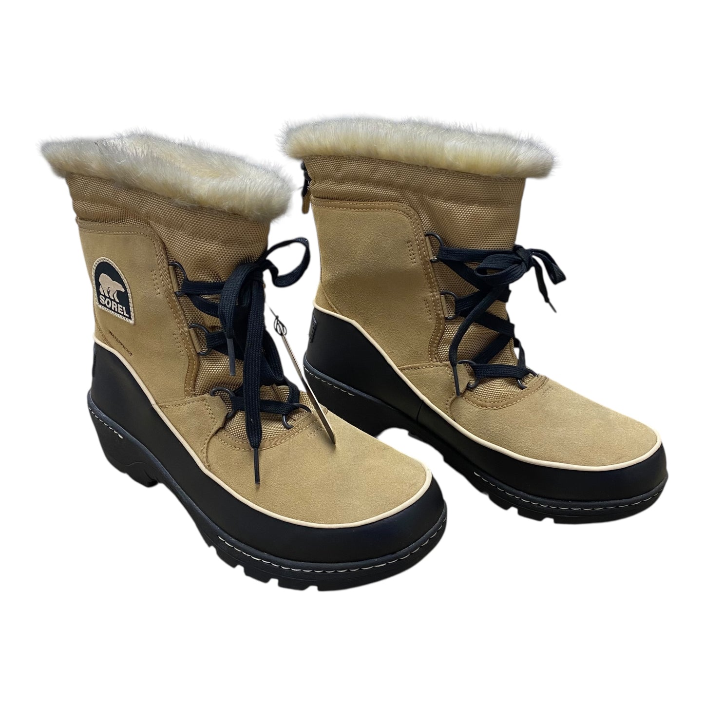 Boots Designer By Sorel In Black & Brown, Size:10.5
