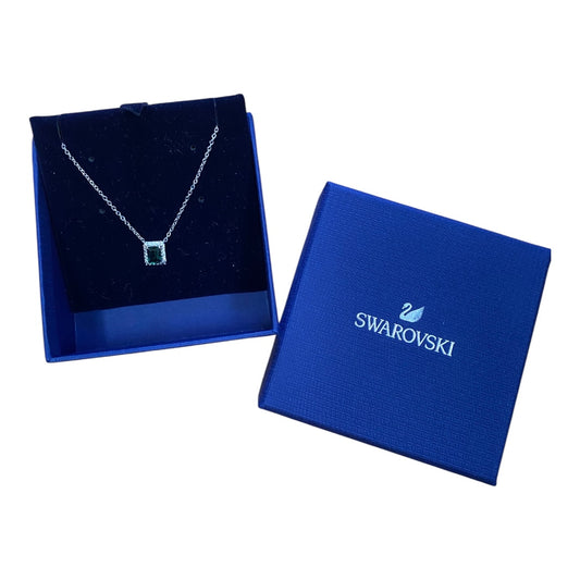 Necklace Designer By Swarovski In Green & Silver