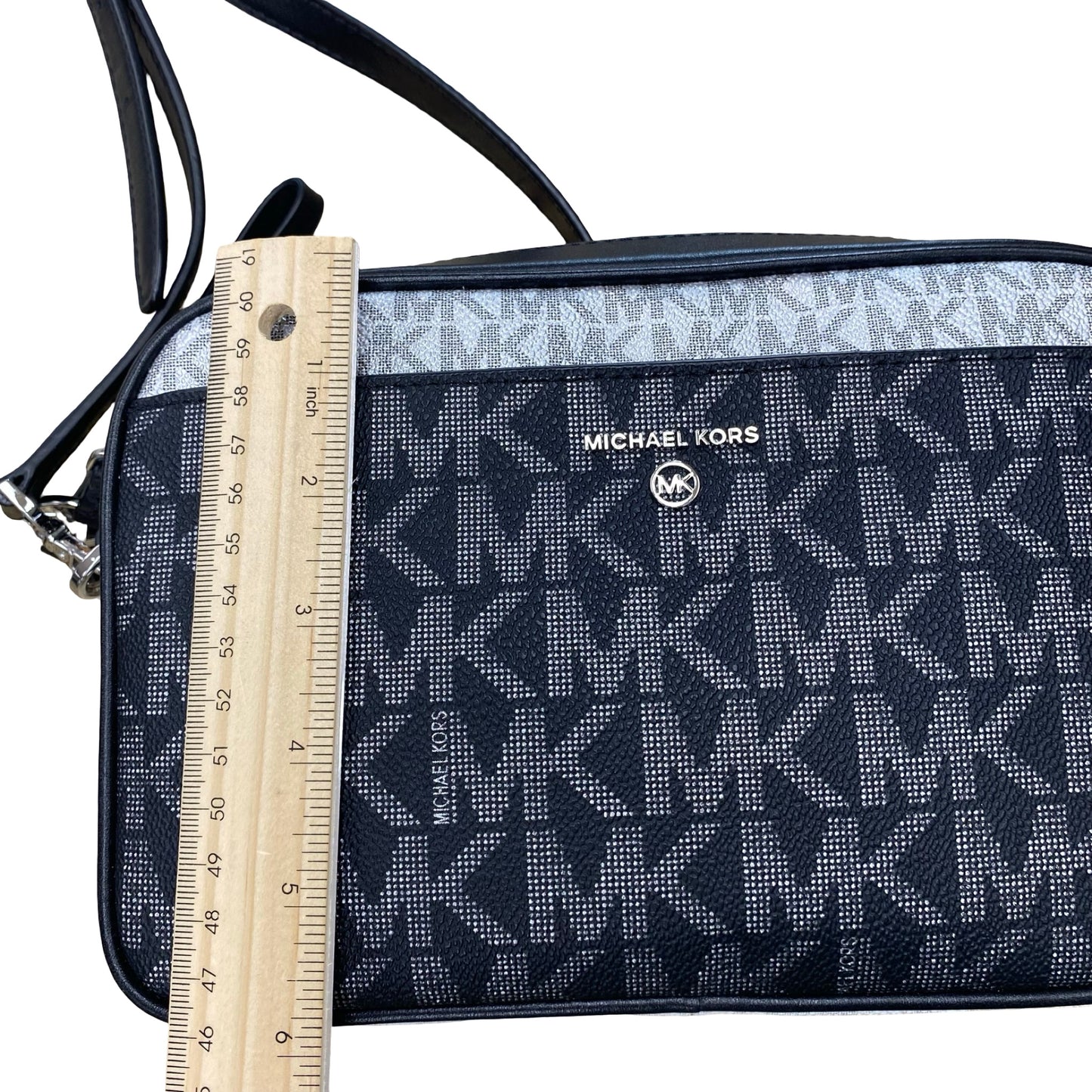 Handbag Designer By Michael Kors In Black & Grey, Size:Medium