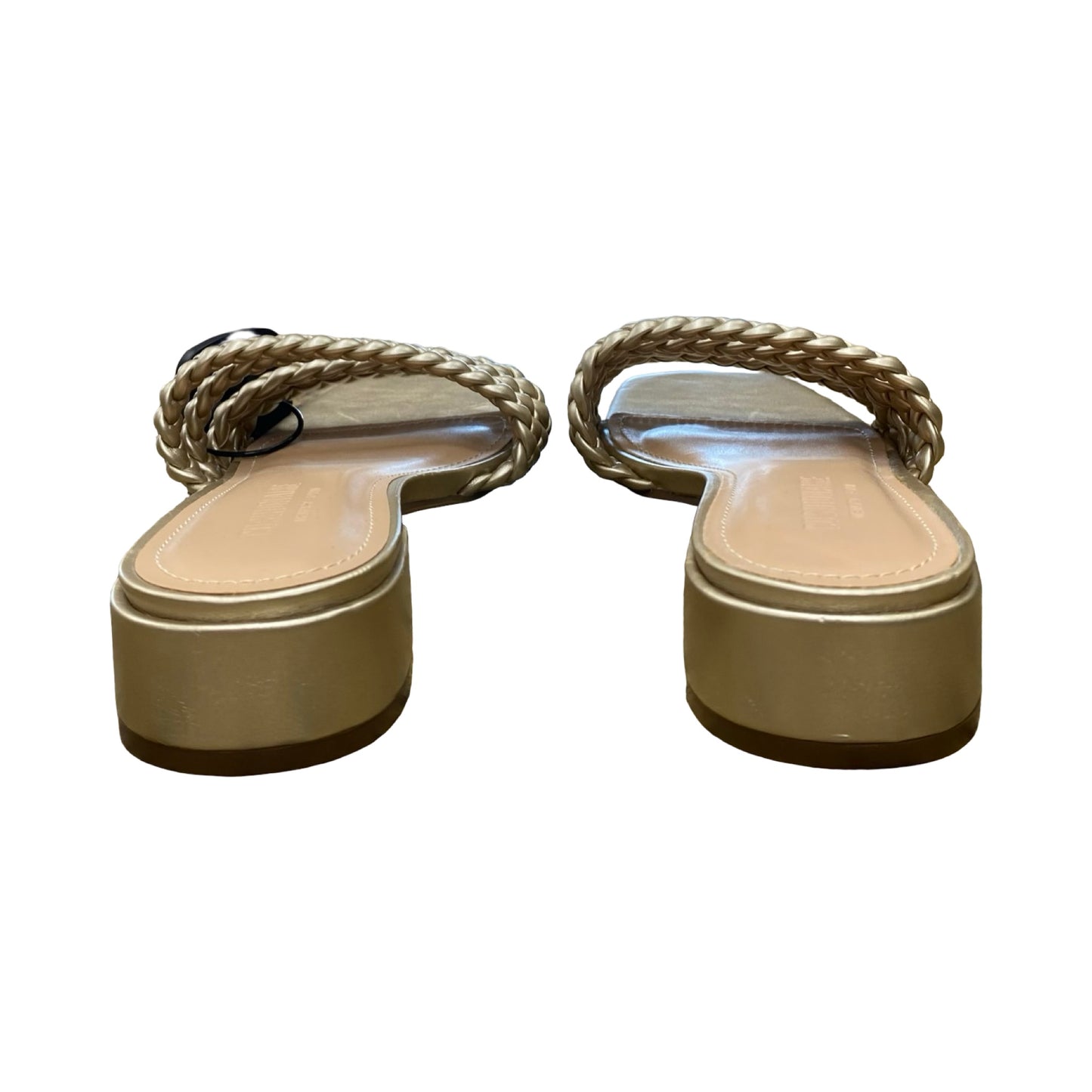 Sandals Heels Block By Cushionaire In Gold, Size:8.5