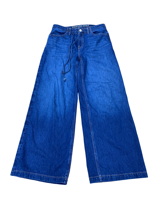 Jeans Wide Leg By American Eagle In Blue Denim, Size:0