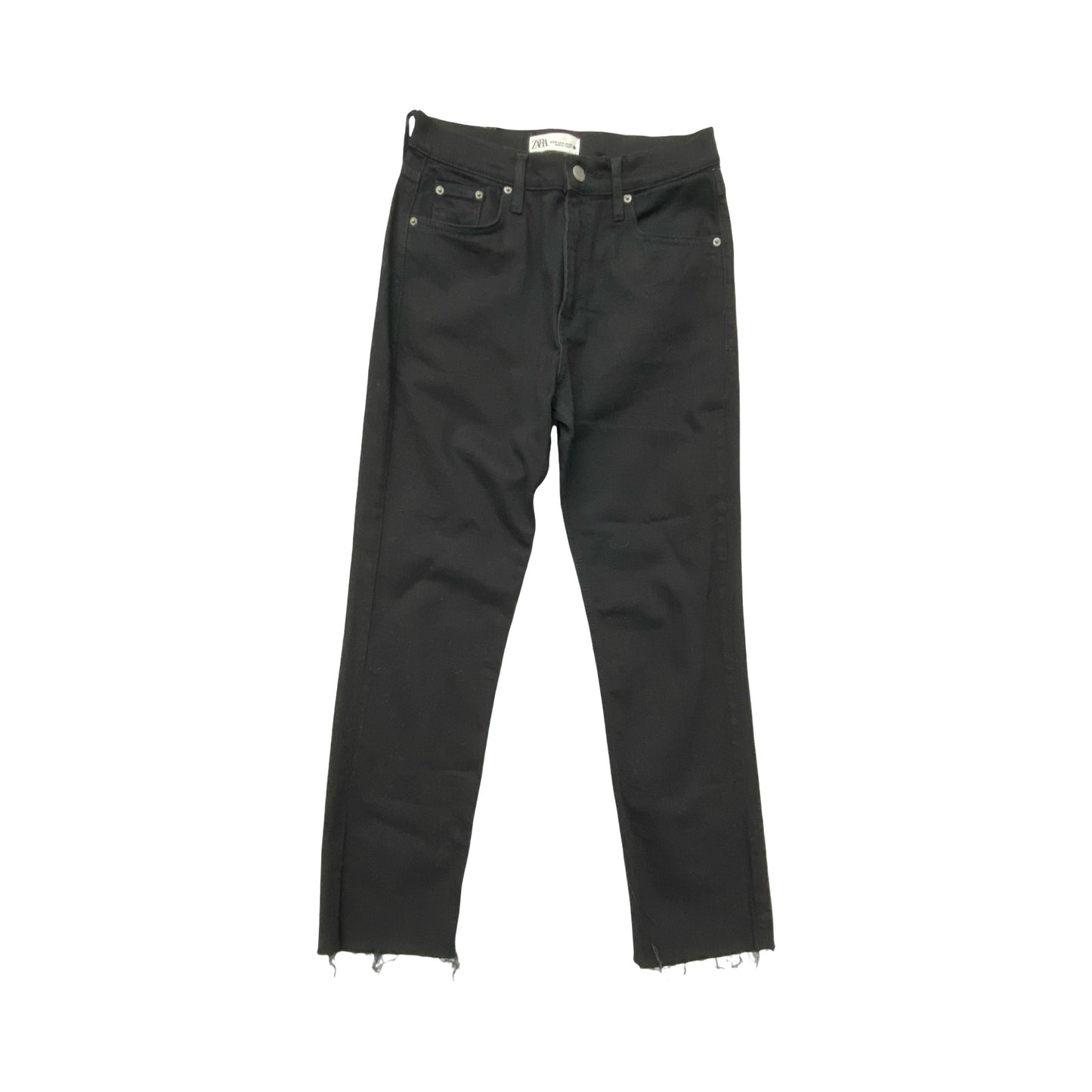 Jeans Straight By Zara In Black Denim, Size:8