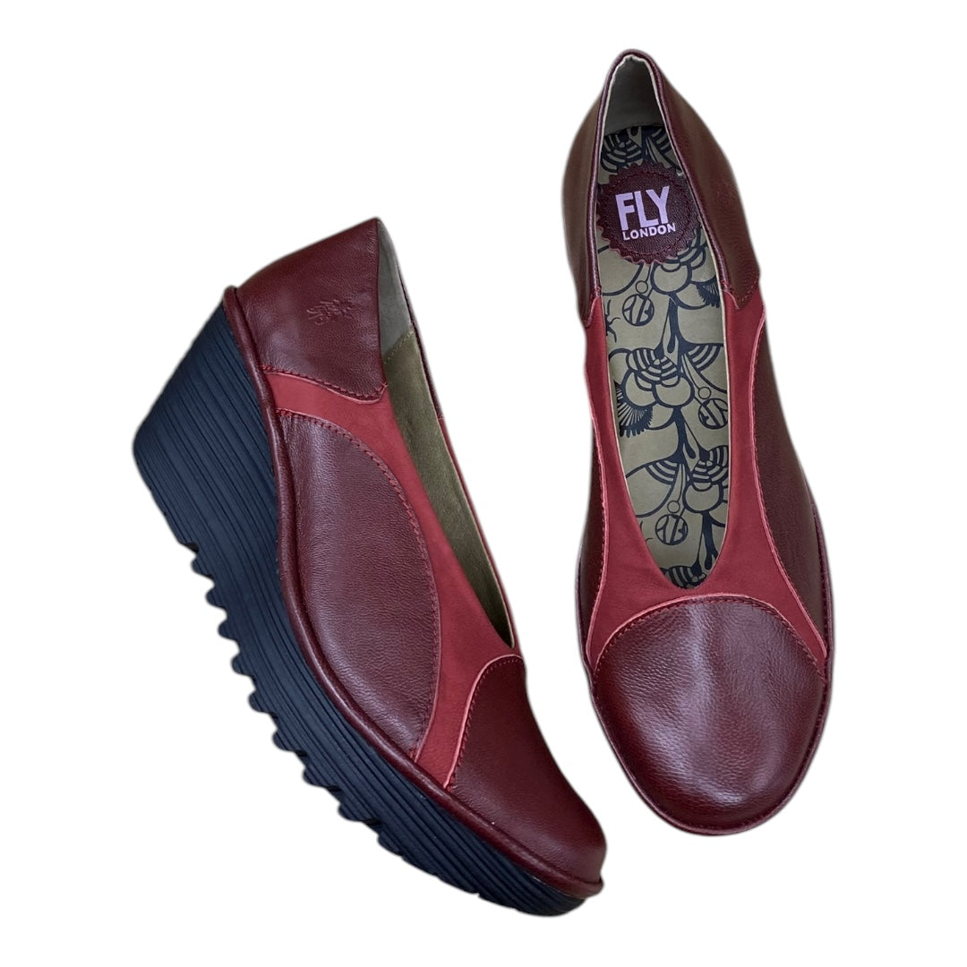Shoes Heels Wedge By Fly London In Maroon, Size:10.5