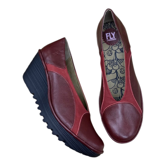 Shoes Heels Wedge By Fly London In Maroon, Size:10.5