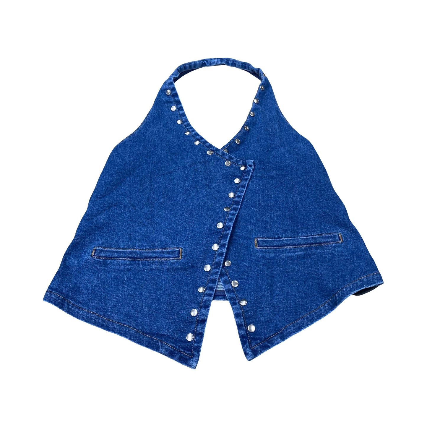 Top Sleeveless By Anwnd In Blue Denim, Size:M