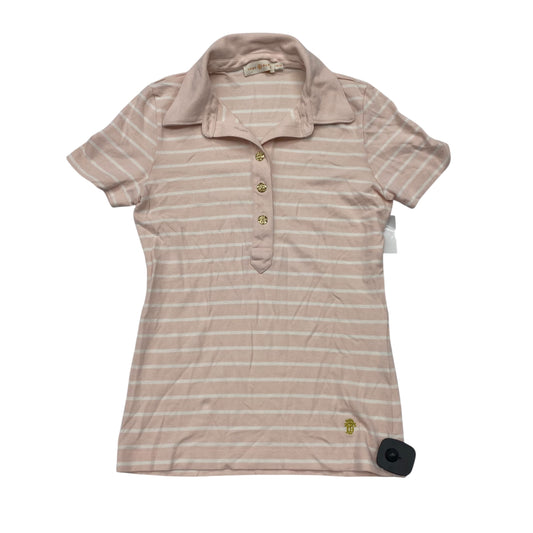 Top Ss Designer By Tory Burch In Pink & White, Size:Xs