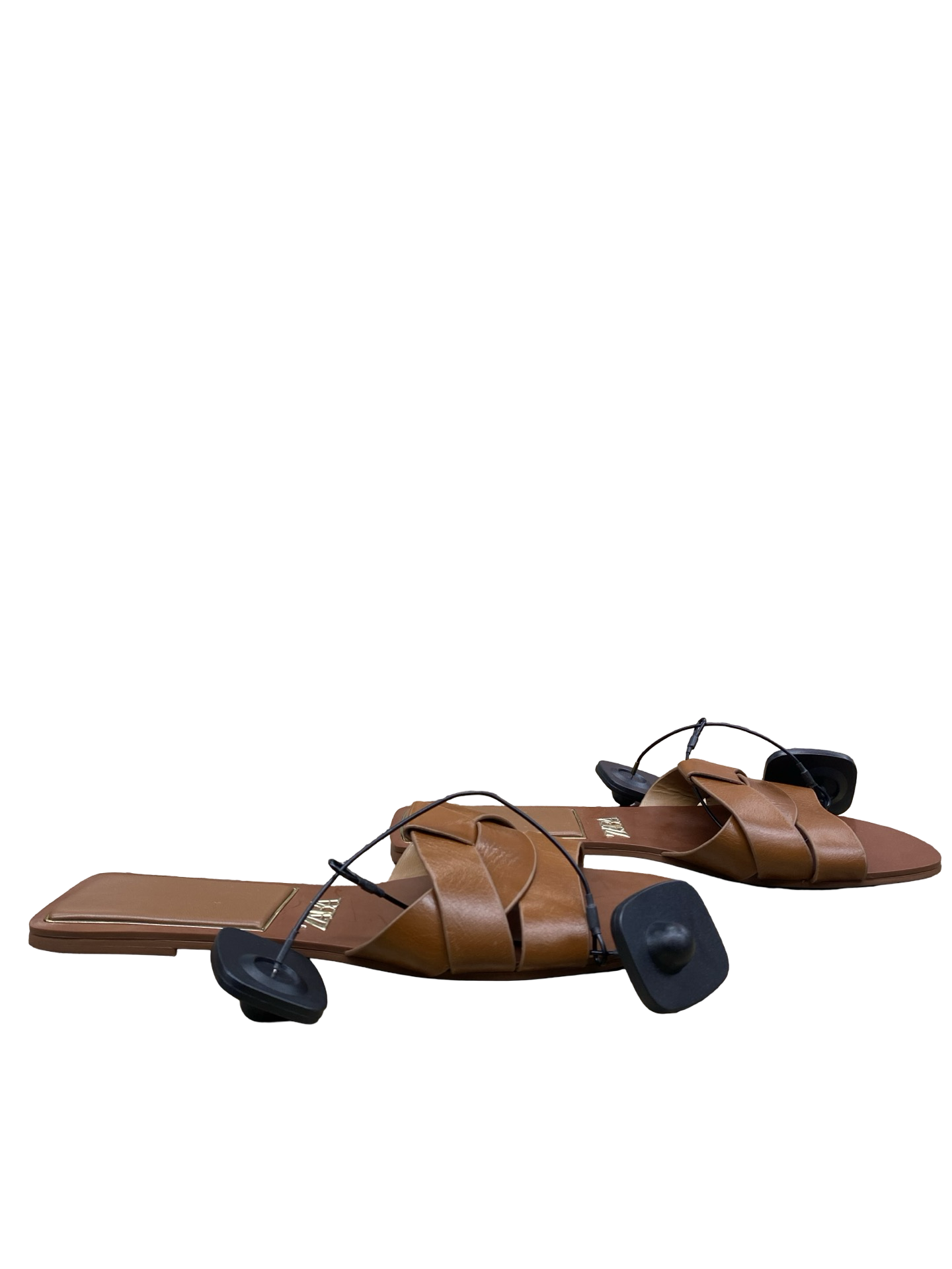 Sandals Flats By Zara In Brown, Size:8