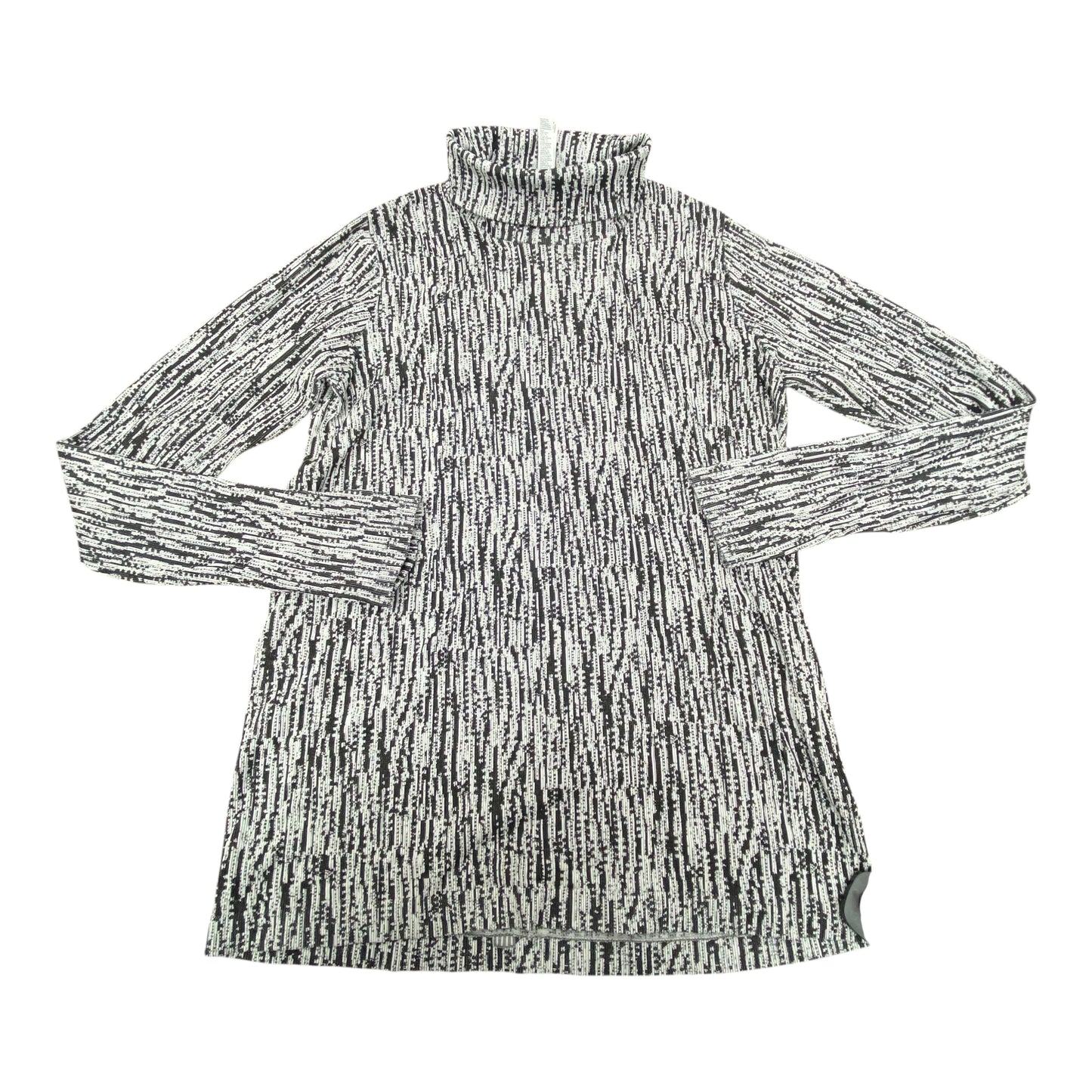 Athletic Top Ls Collar By Athleta In Black & White, Size:Xl