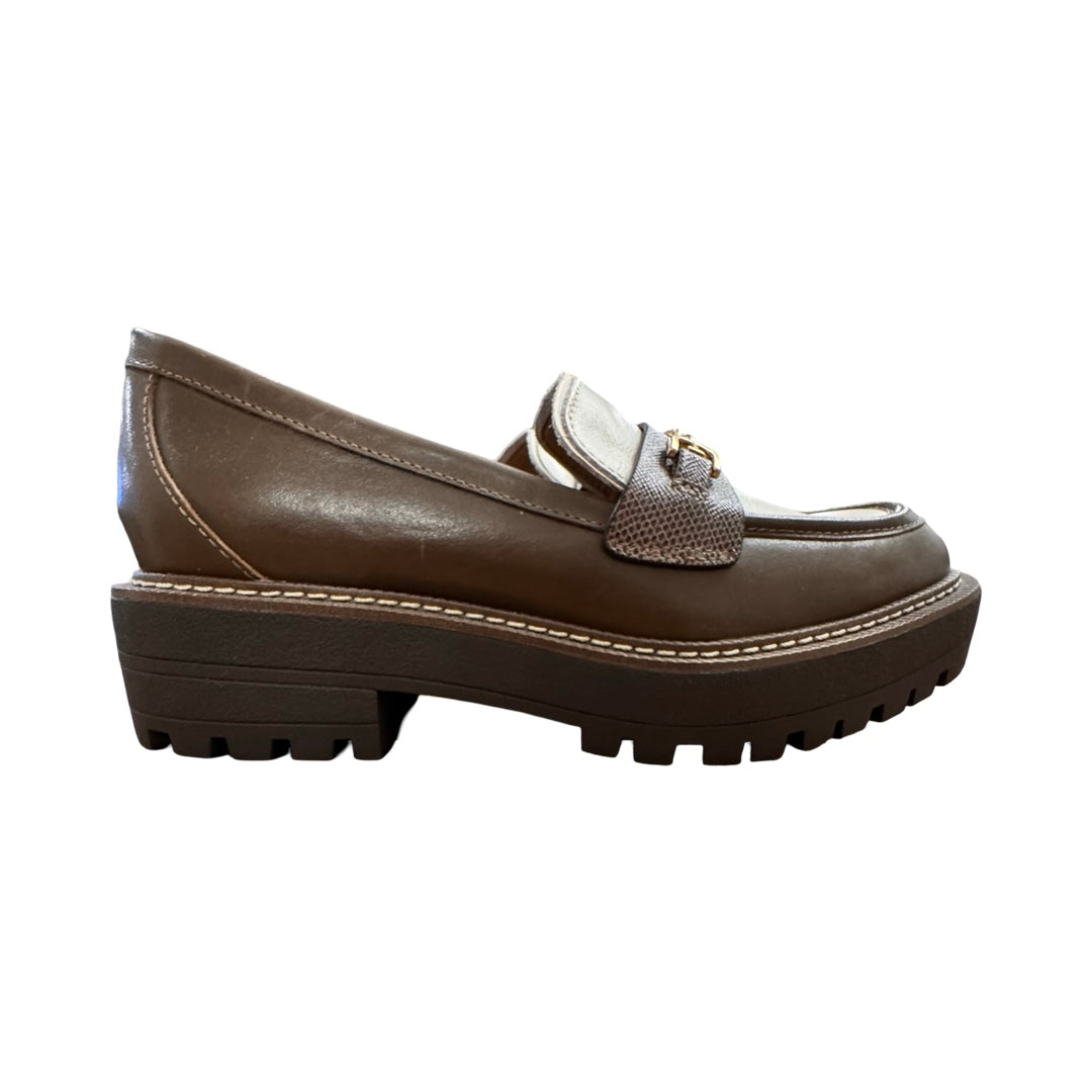 Shoes Heels Block By Sam Edelman In Brown & Cream, Size:6.5