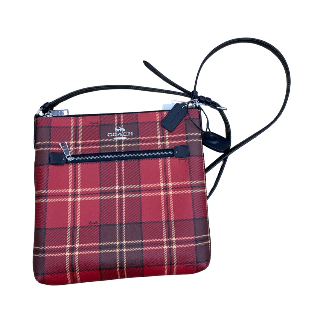 Handbag Designer By Coach In Plaid Pattern, Size:Medium