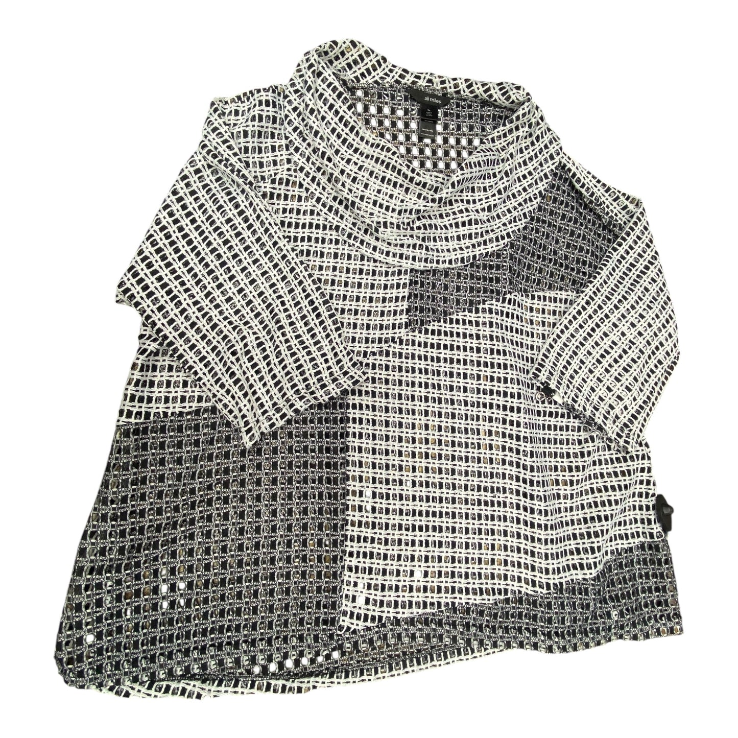 Sweater Ss By Ali Miles In Black & White, Size:3X