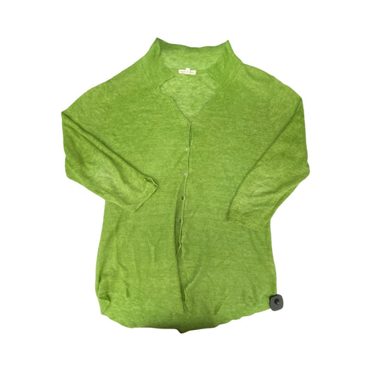 Sweater Cardigan Designer By Eileen Fisher In Green, Size:L