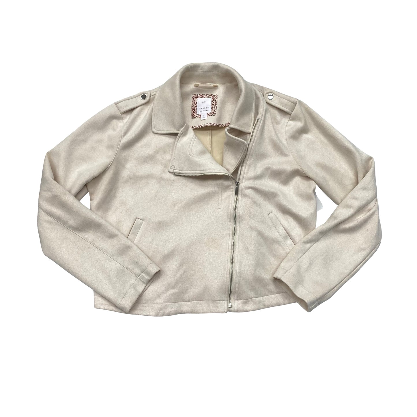 Jacket Moto By Lc Lauren Conrad In Cream, Size:L