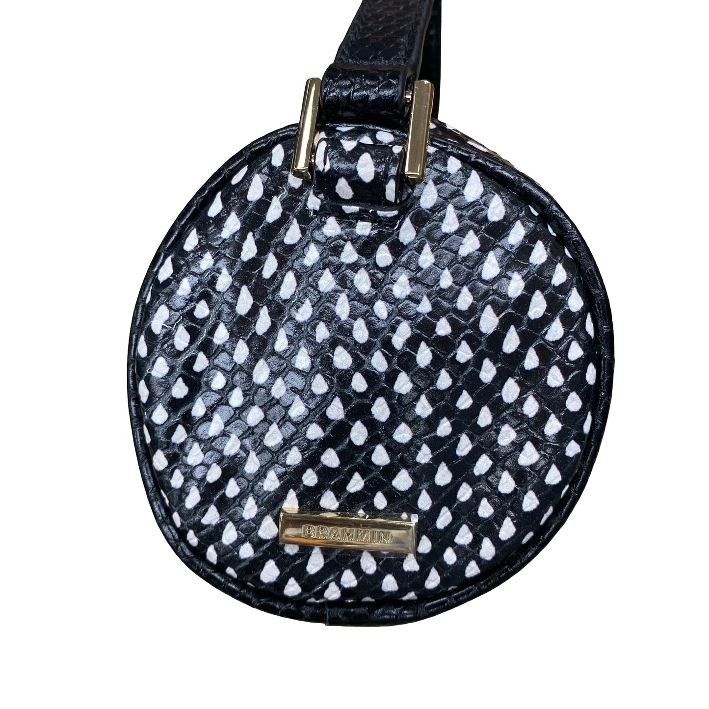 Handbag Designer By Brahmin In Black & White, Size:Small