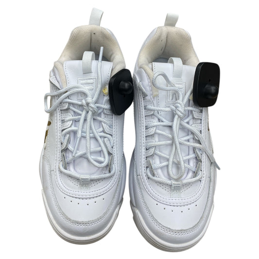 Shoes Sneakers By Fila In Gold & White, Size:9
