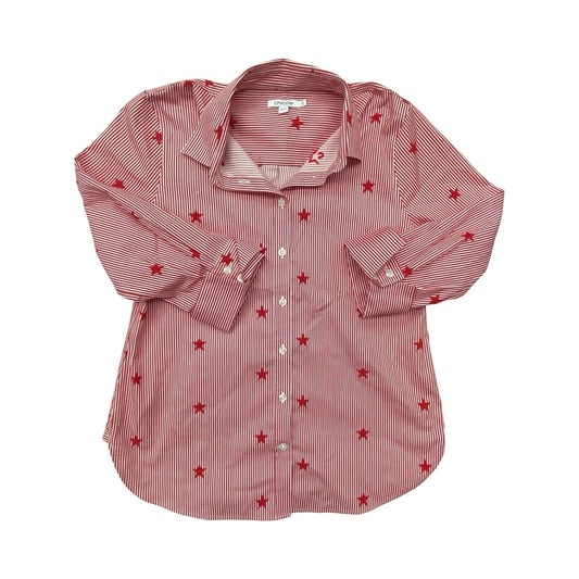 Top 3/4 Sleeve By Chicos In Red & White, Size:4
