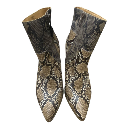 Boots Ankle Heels By Crown Vintage In Snakeskin Print, Size:10