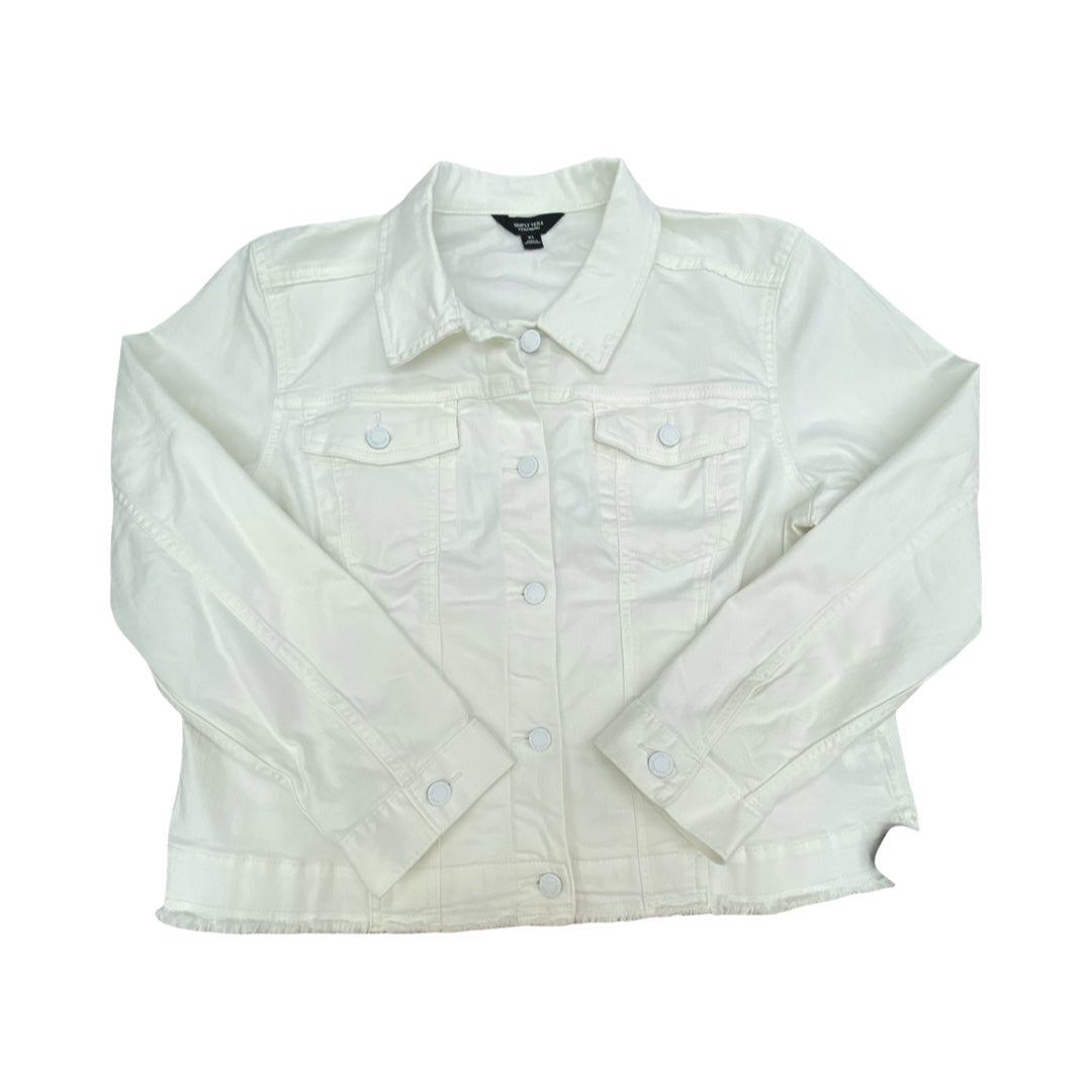 Jacket Denim By Simply Vera In White Denim, Size:Xl