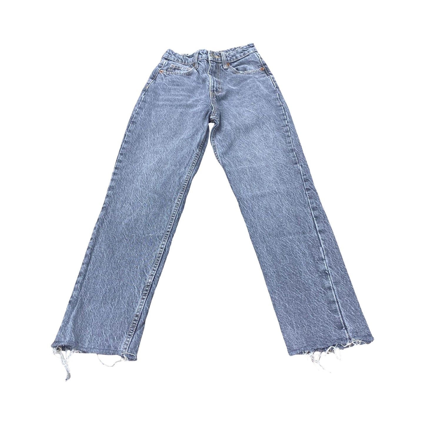 Jeans Straight By Zara In Grey Denim, Size:0