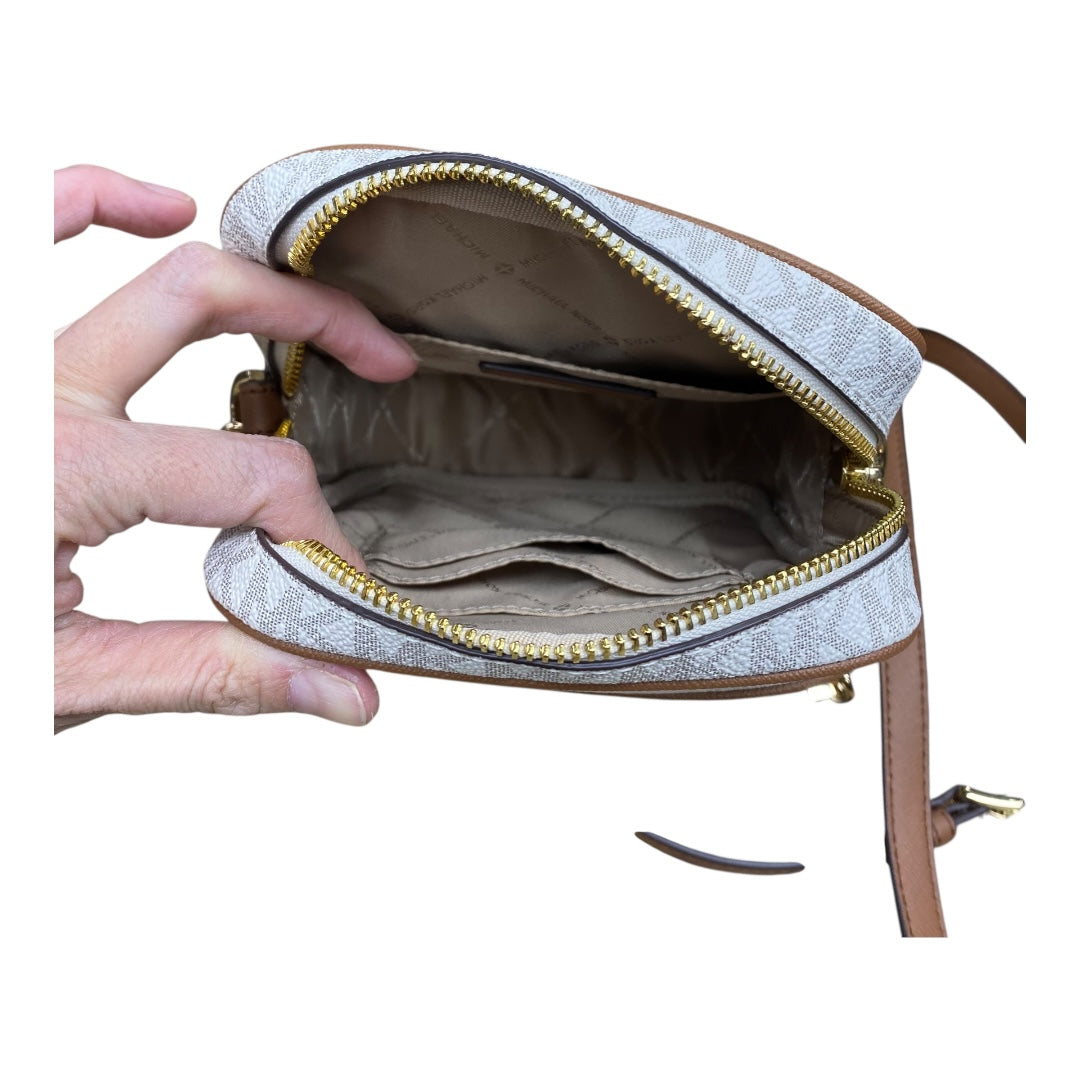 Handbag Designer By Michael Kors In Brown & Cream, Size:Small