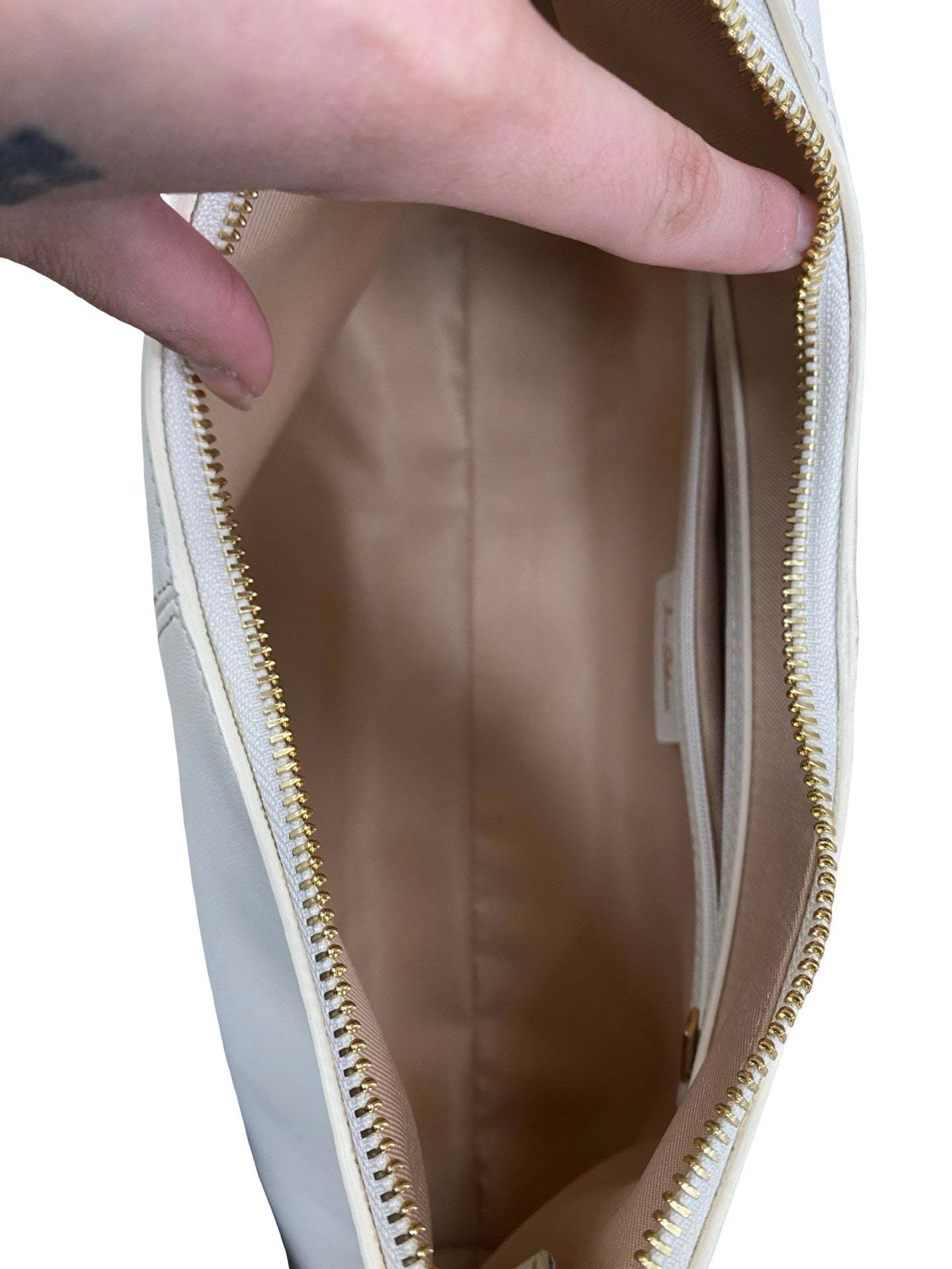 Handbag Leather By Sam Edelman In Cream, Size:Medium