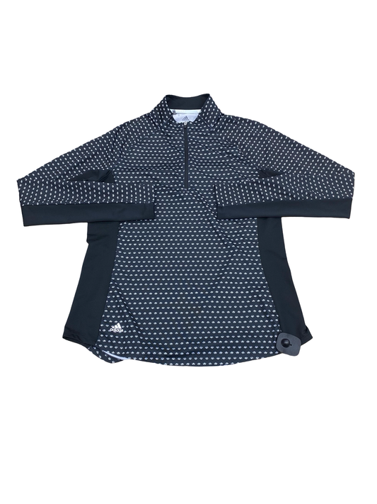 Athletic Top Ls Collar By Adidas In Black & White, Size:M