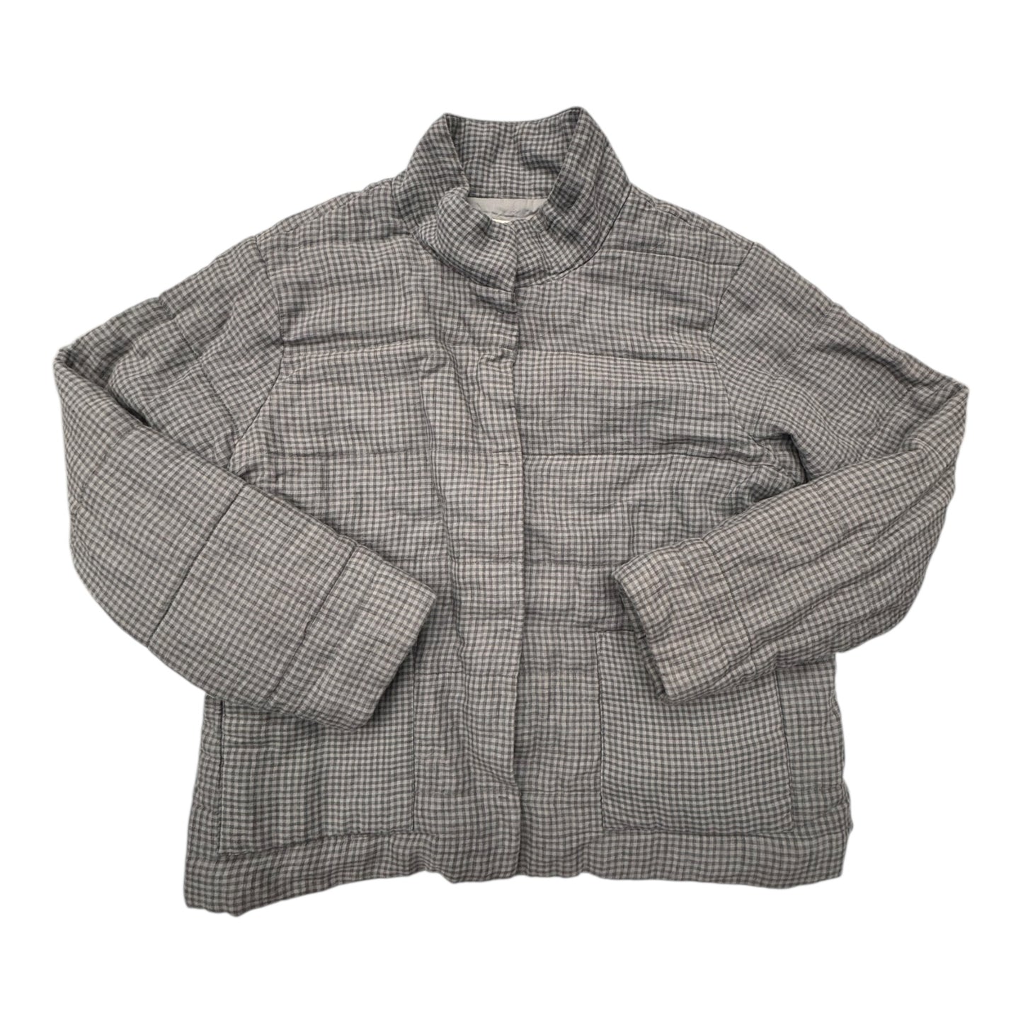 Jacket Designer By Eileen Fisher In Grey, Size:L