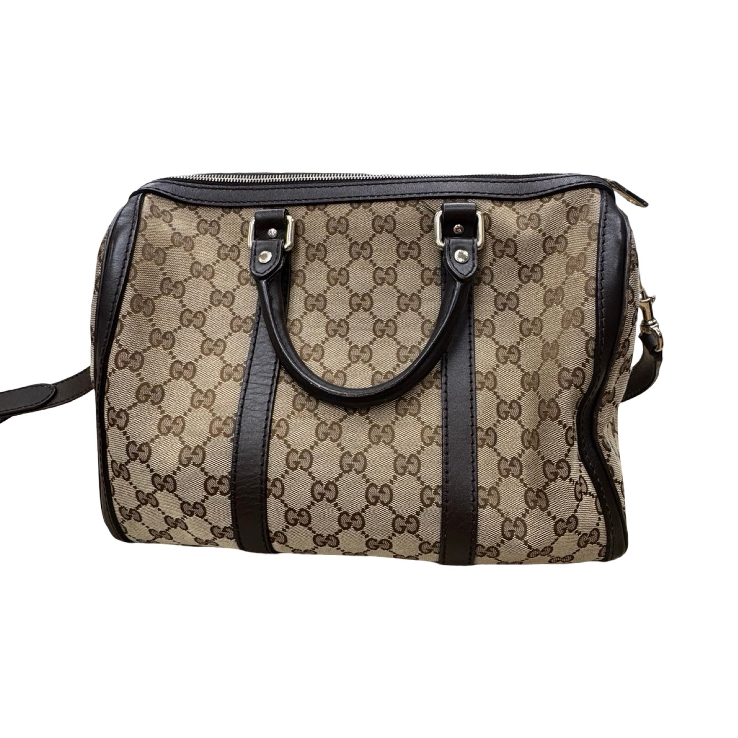 Boston Handbag Luxury Designer By Gucci In Brown, Size:Medium (As Is)