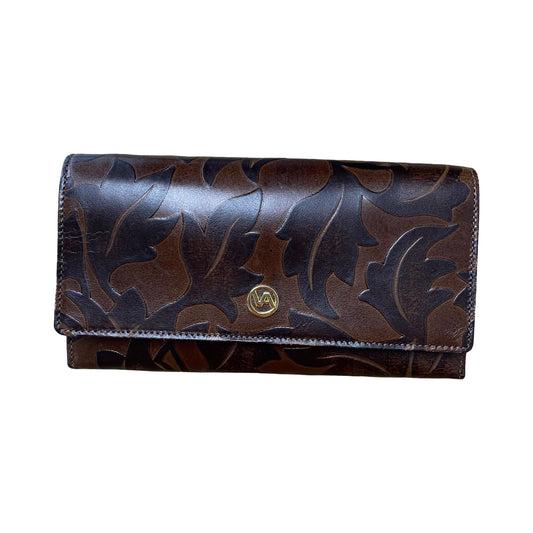 Wallet Leather By Valentina In Brown, Size:Large