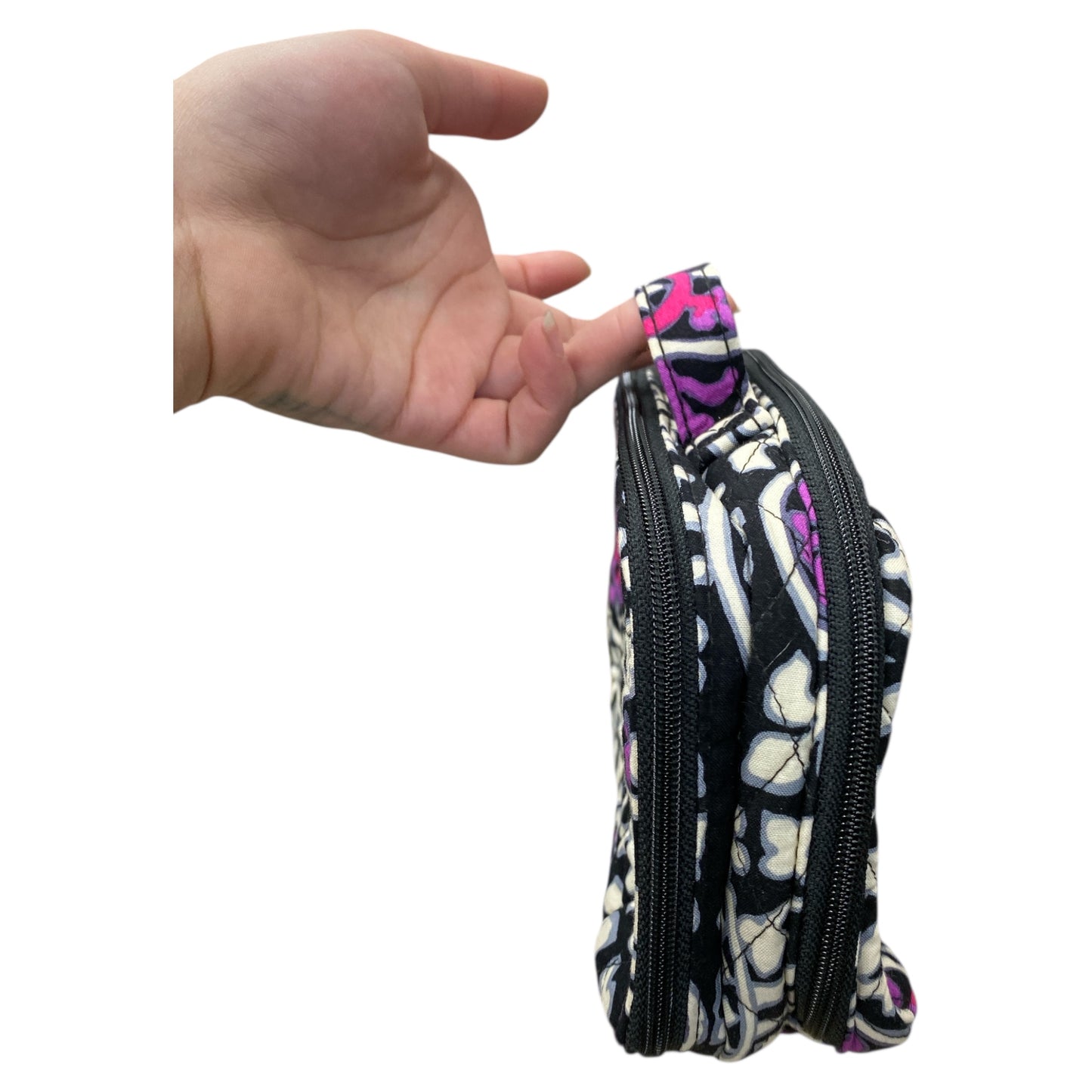 Makeup Bag By Vera Bradley In Purple & White, Size:Large