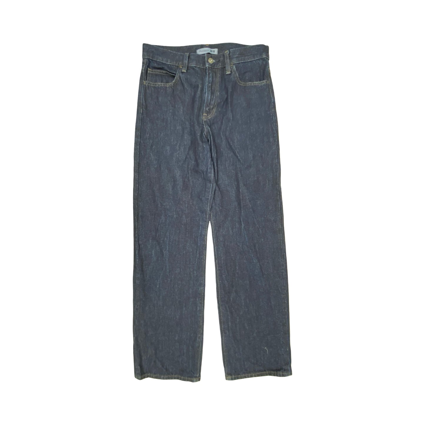 Jeans Straight By Uniqlo In Blue Denim, Size:4
