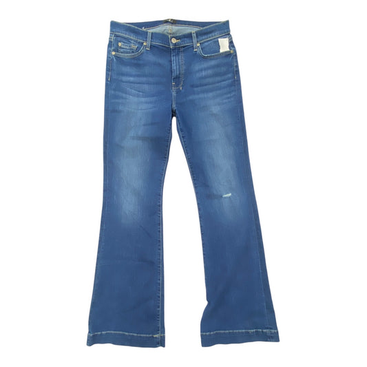 Jeans Boot Cut By 7 For All Mankind In Blue Denim, Size:12