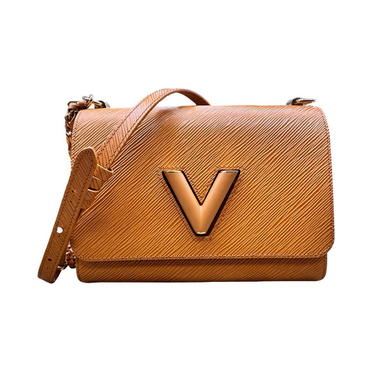 Epi Twist MM Handbag Luxury Designer By Louis Vuitton In Gold Full Set, Size:Medium (MM)