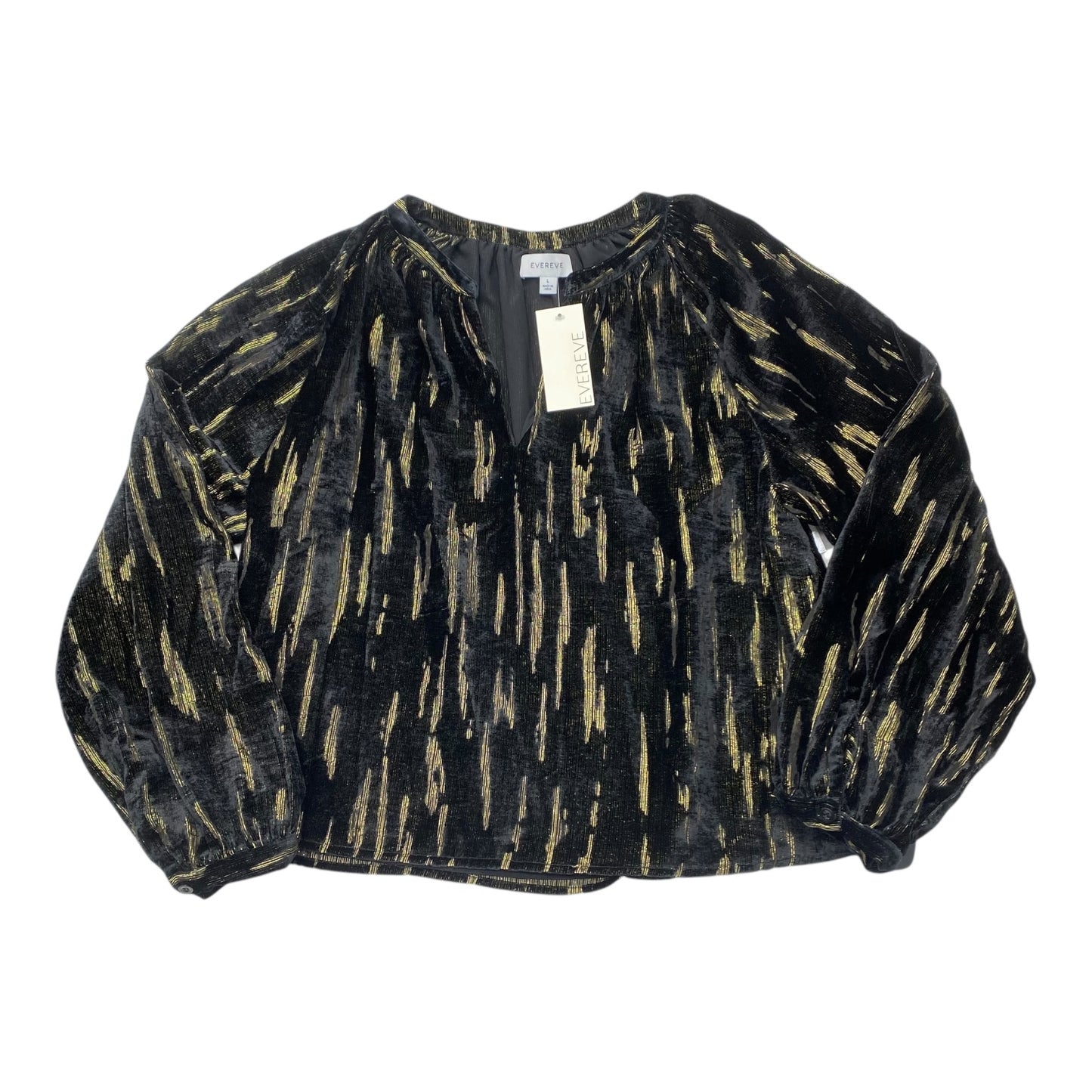 Top Ls By Evereve In Black & Gold, Size:L