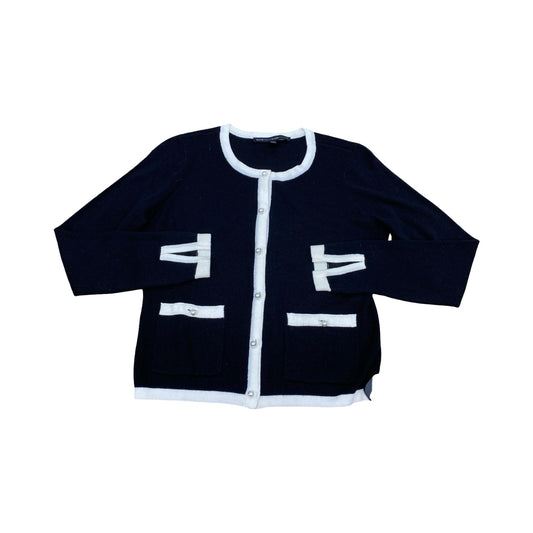Sweater Cardigan By White House Black Market In Black & White, Size:Xs