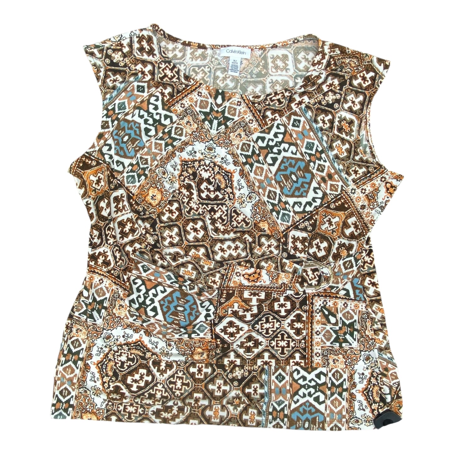 Top Sleeveless By Calvin Klein In Brown, Size:Xl