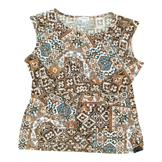 Top Sleeveless By Calvin Klein In Brown, Size:Xl