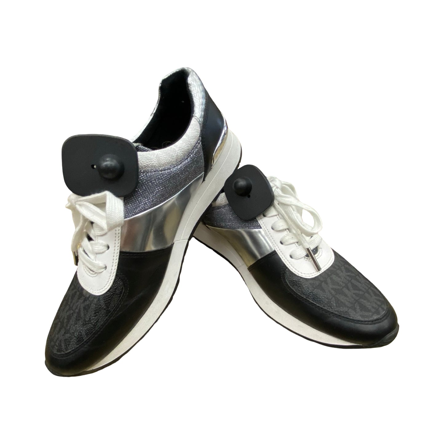 Shoes Designer By Michael Kors In Black & Silver, Size:8