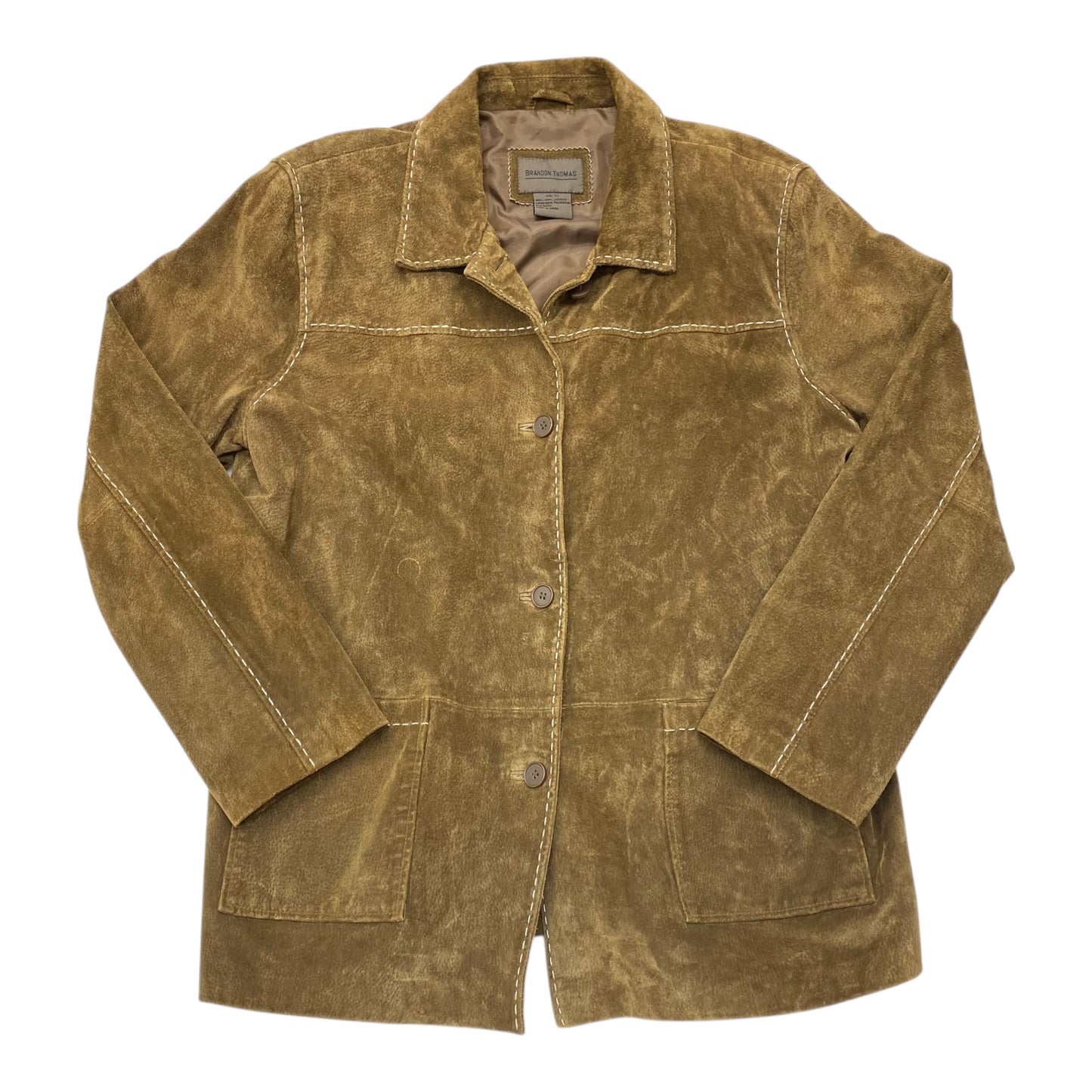 Jacket Leather By Brandon Thomas In Brown, Size:Xl